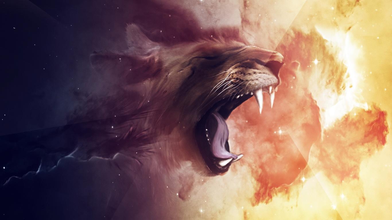 1366x768 Lion Art Abstract HD Wallpaper Wallpaper. Cool