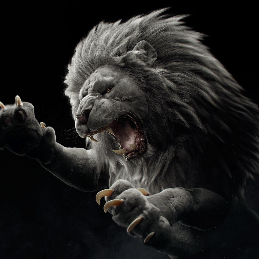 1024x1024 Accessories: Lion Art Extraordinary Fantasy Lion Art