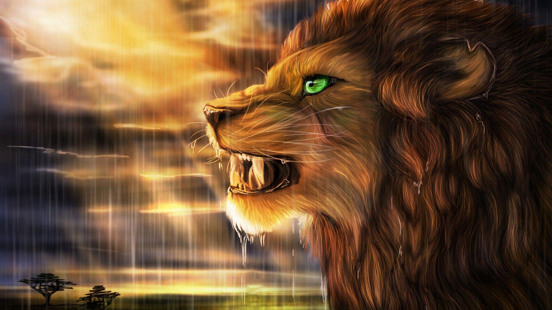 1920x1080 3D Cool Lion Art 1080P full HD Wallpaper
