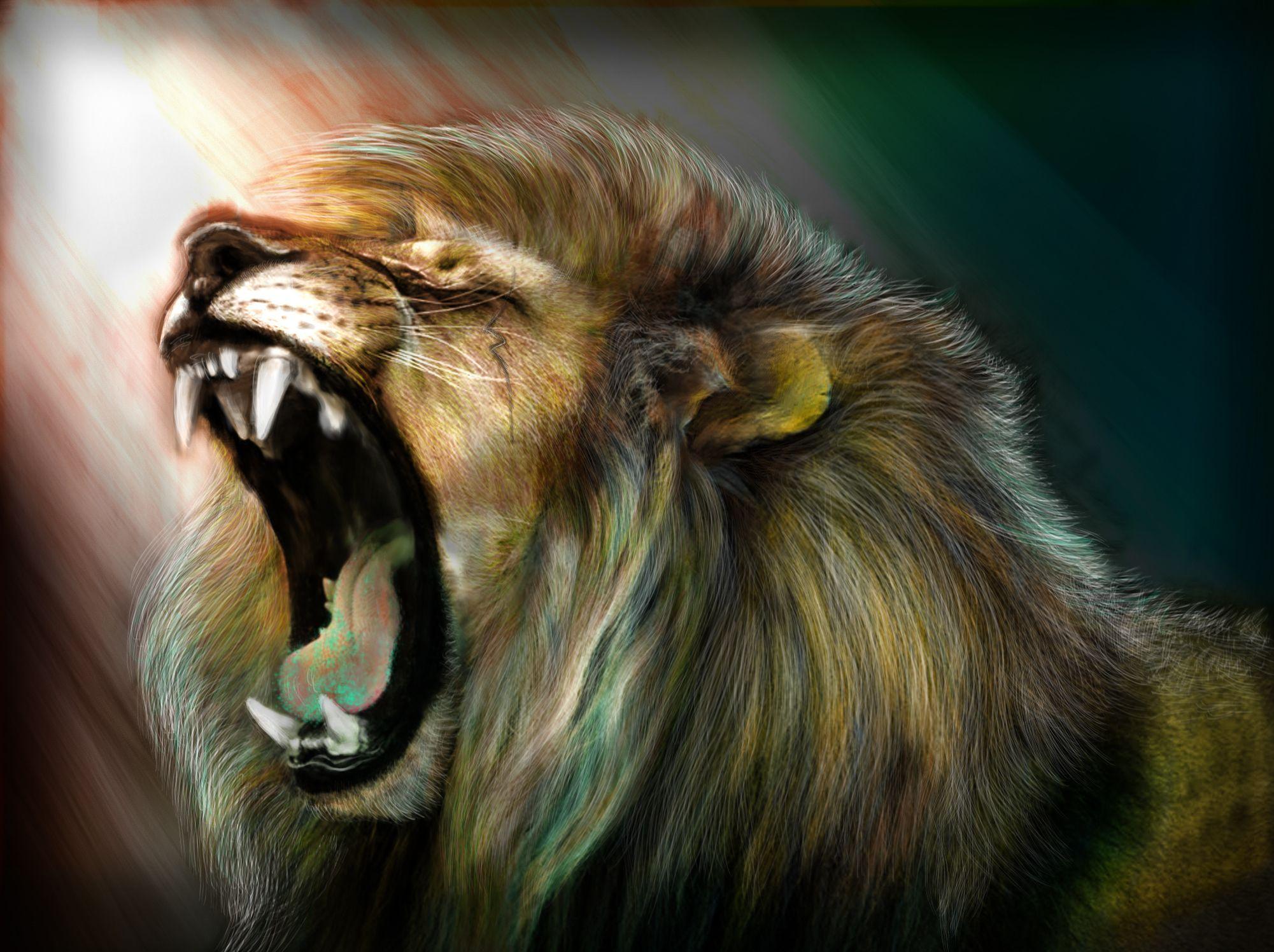 2001x1497 Colorful Lion Wallpaper