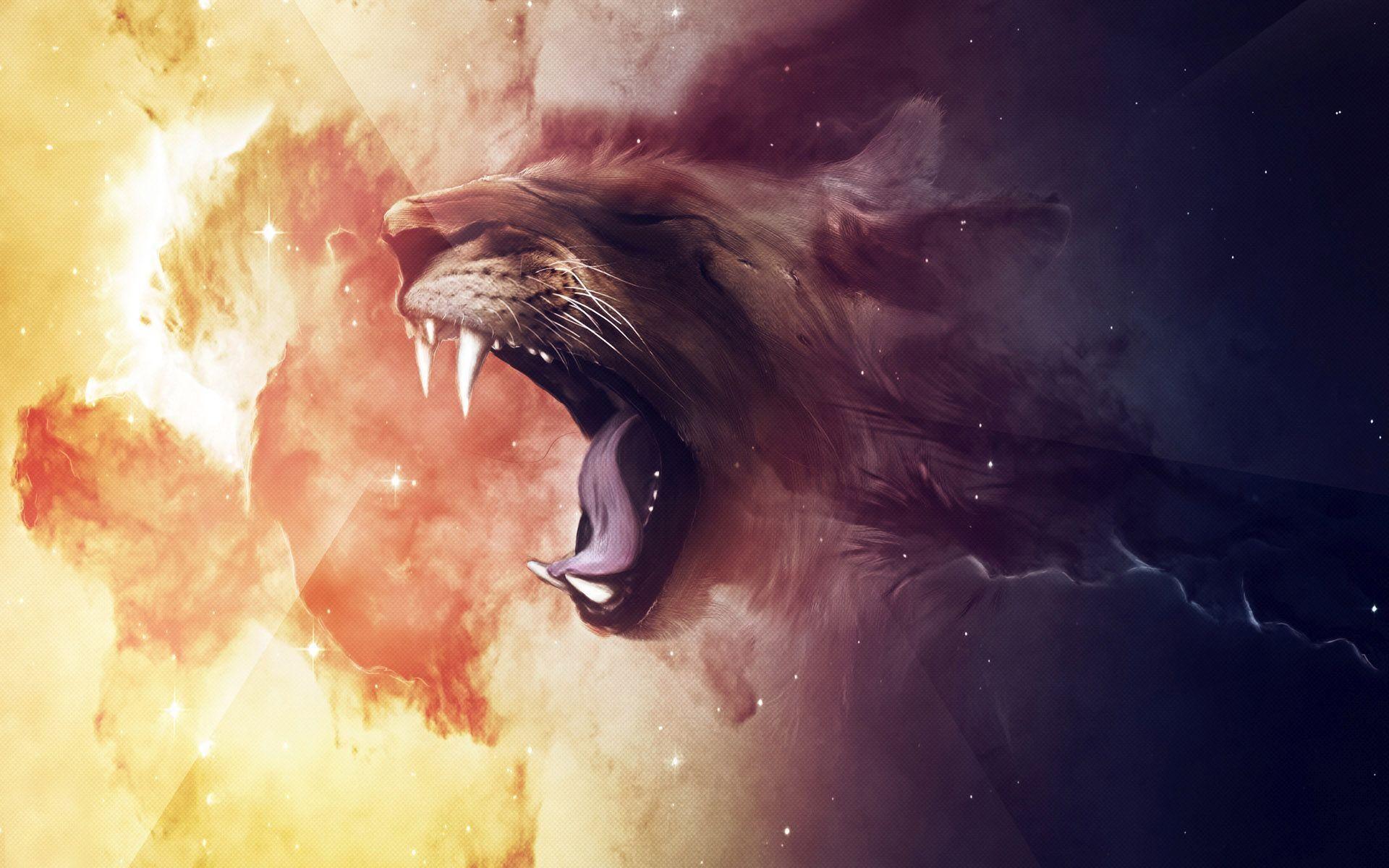 1920x1200 Lion in the galaxy HD desktop wallpaper : Widescreen : High
