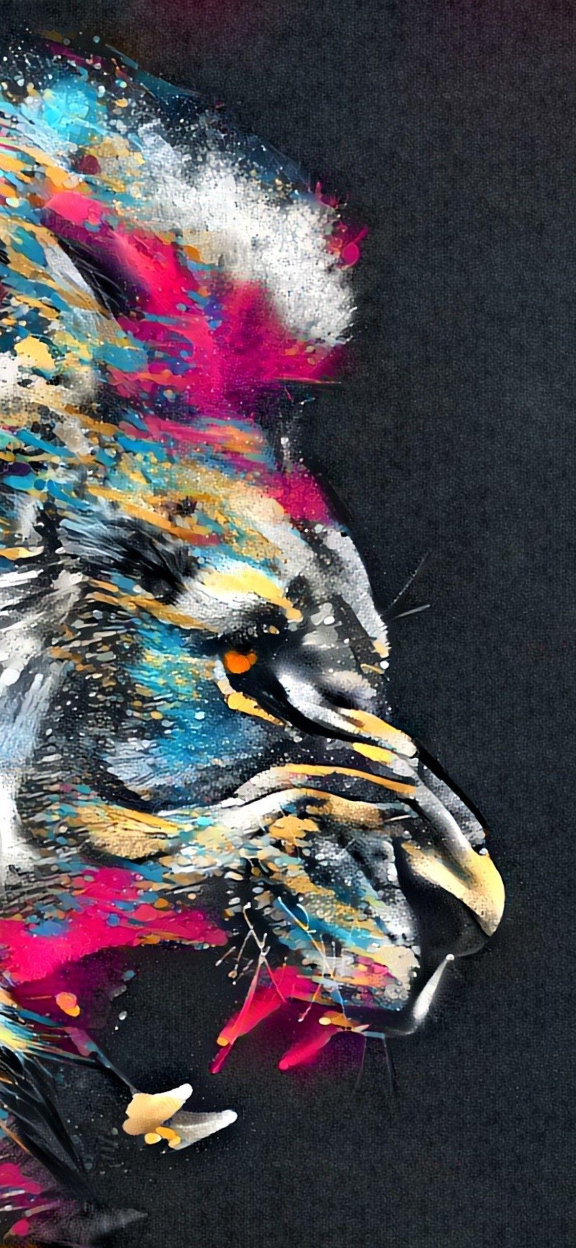 1125x2436 Abstract Artistic Colorful Lion iPhone XS, iPhone