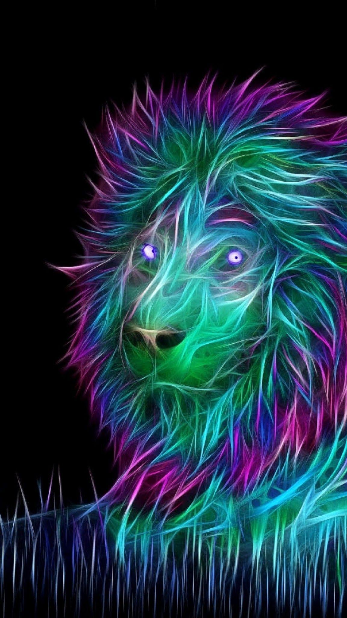 1152x2048 Hình Nền iPhone.  Sư tử, Tím, Neon, Felidae, Mèo lớn
