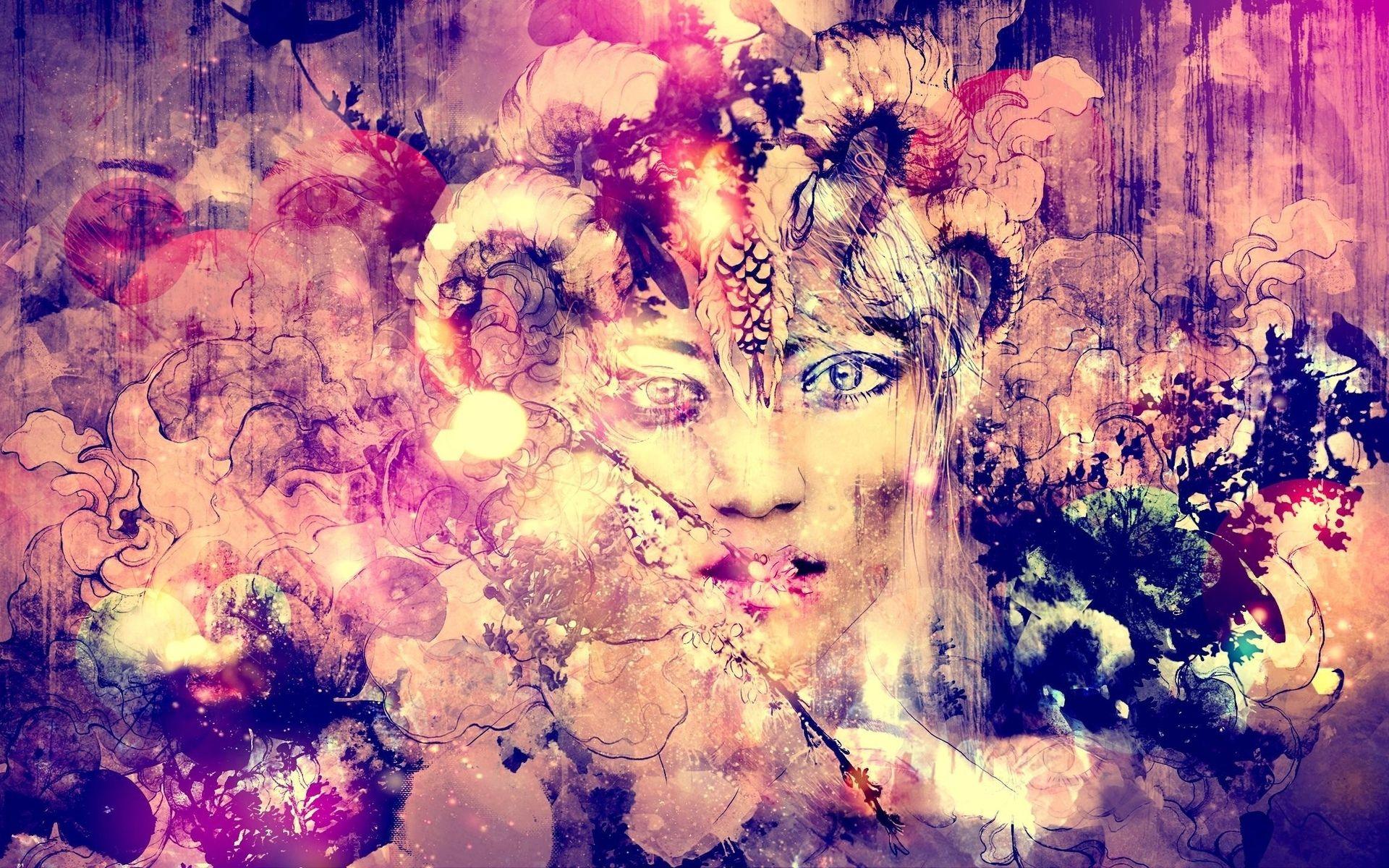 1920x1200 face, Look, Abstract, Artwork, Paintings, Drawing, Girl