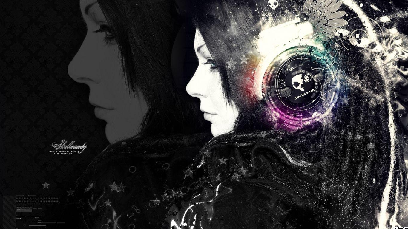 1366x768 Music Girl Wallpaper HD Desktop