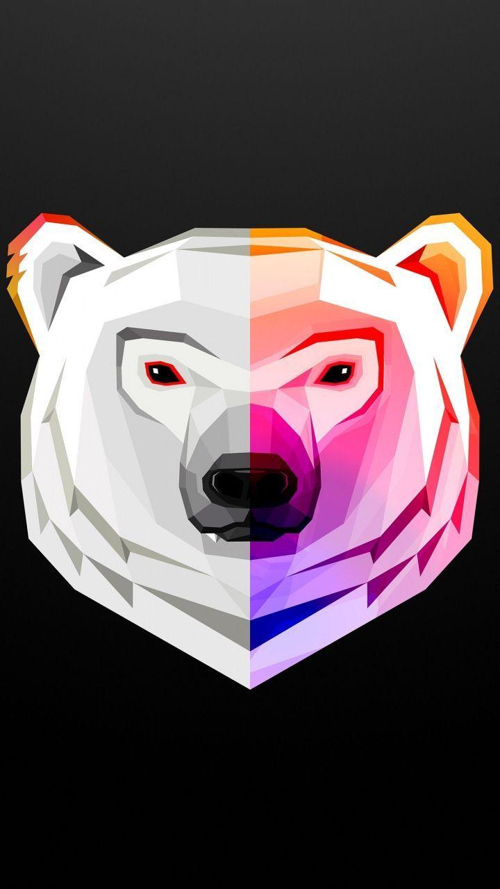 720x1280 White, polar bear, low poly, digital art, abstract, minimal
