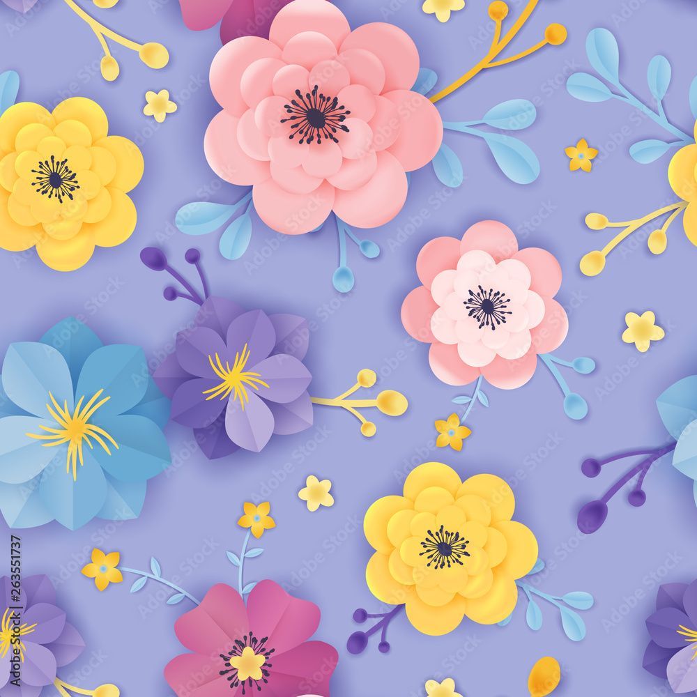 1000x1000 Paper Cut Floral Seamless Pattern