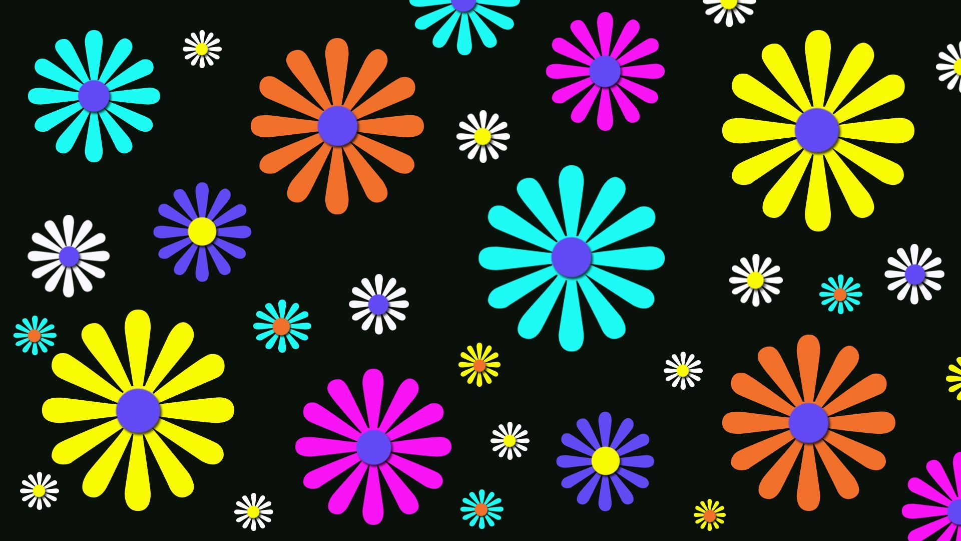 1920x1080 Colorful vector flowers