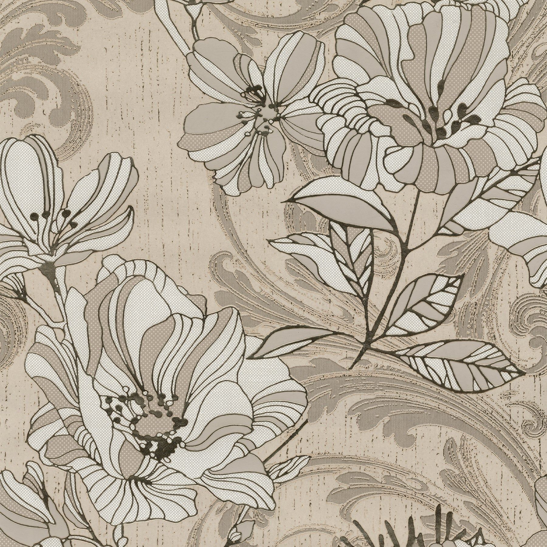 1800x1800 Lustre, Selene Gold Mucha Floral Gold