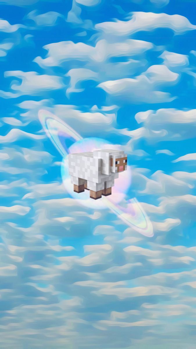 675x1200 Sheep in a Minecraft Sky