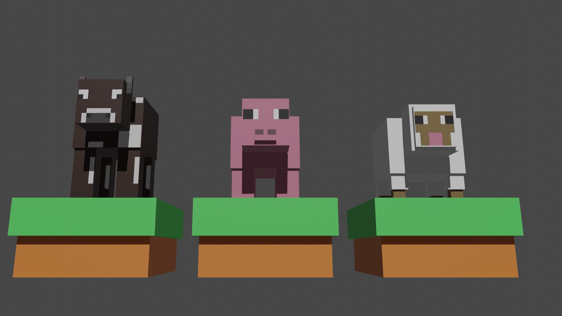 1920x1080 Minecraft sheep, cow