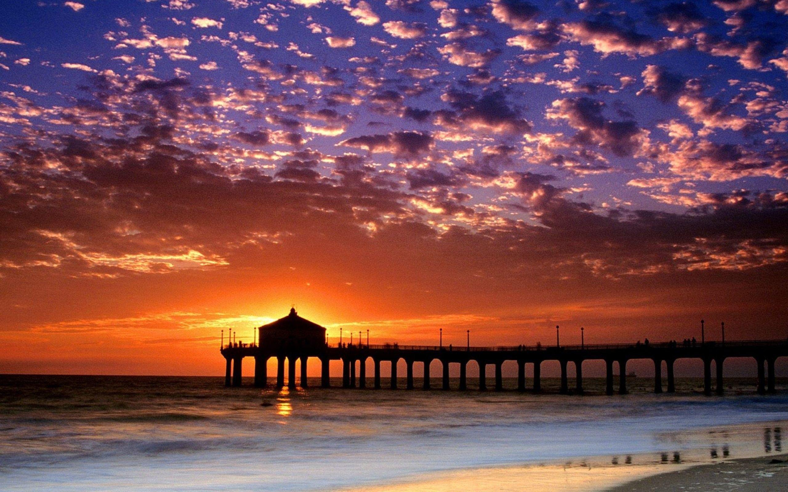 2560x1600 Sun, Download, evening, Coast, Clouds, Full HD, California