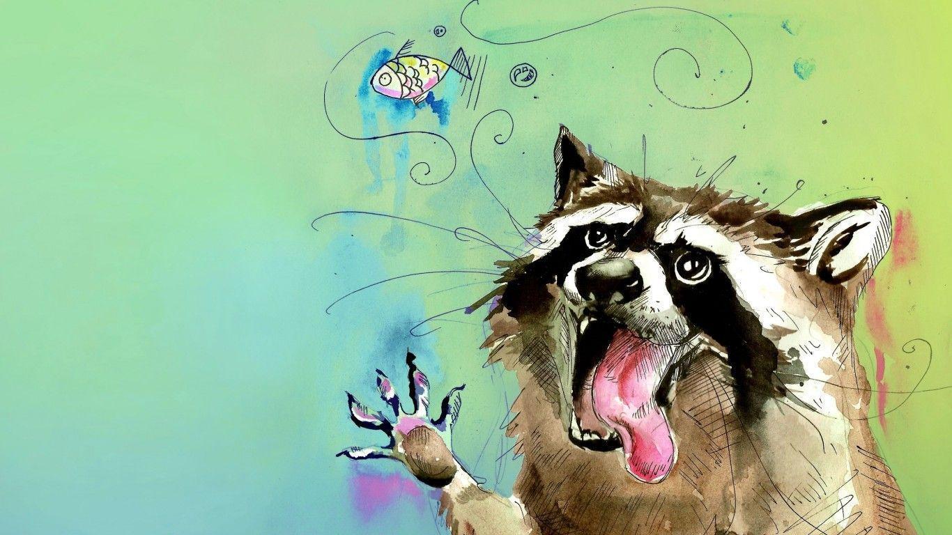 1366x768 Watercolor Animals Wallpaper