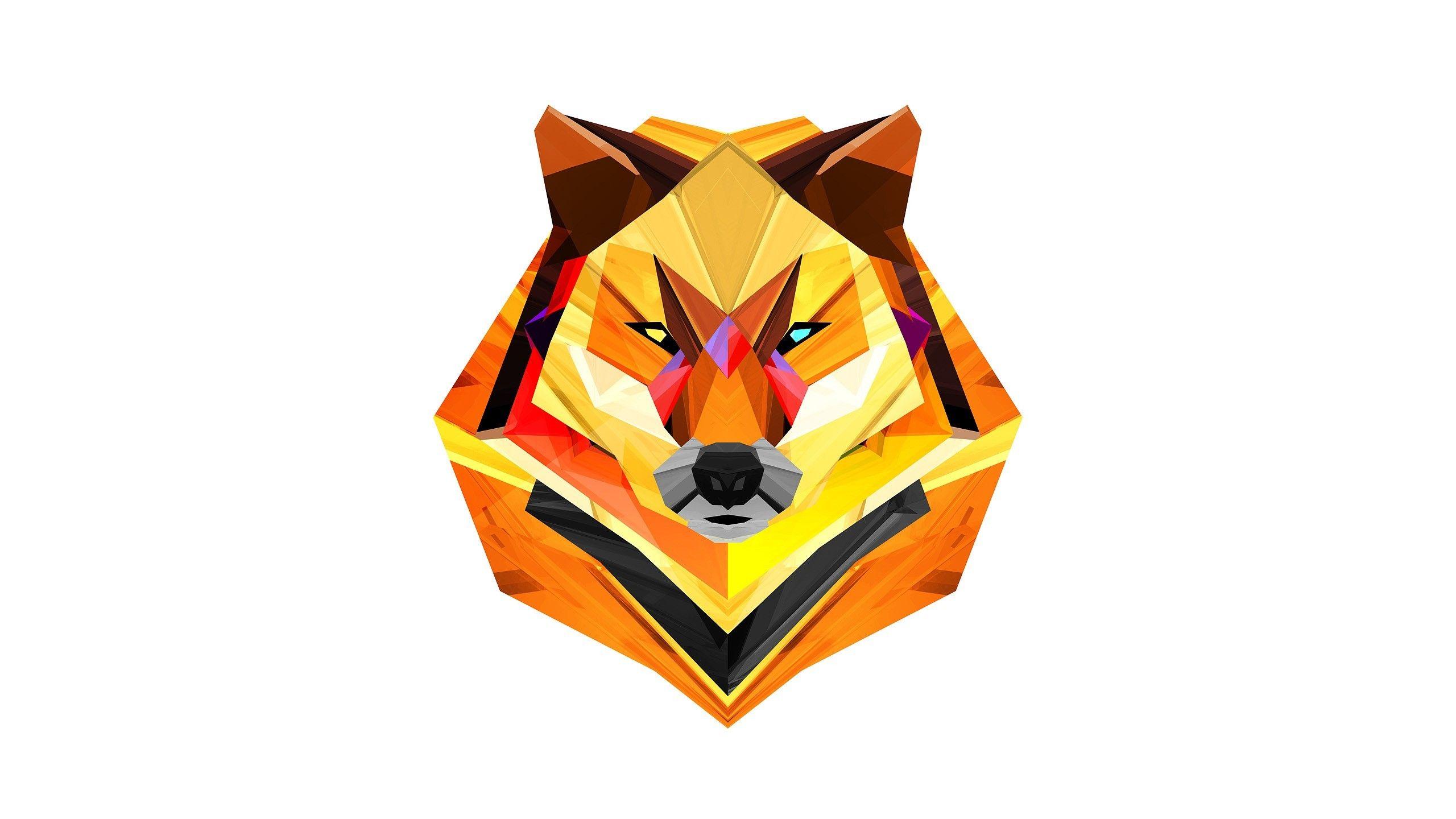 2560x1440 #geometry, #Justin Maller, #wolf, #Facets, #artwork