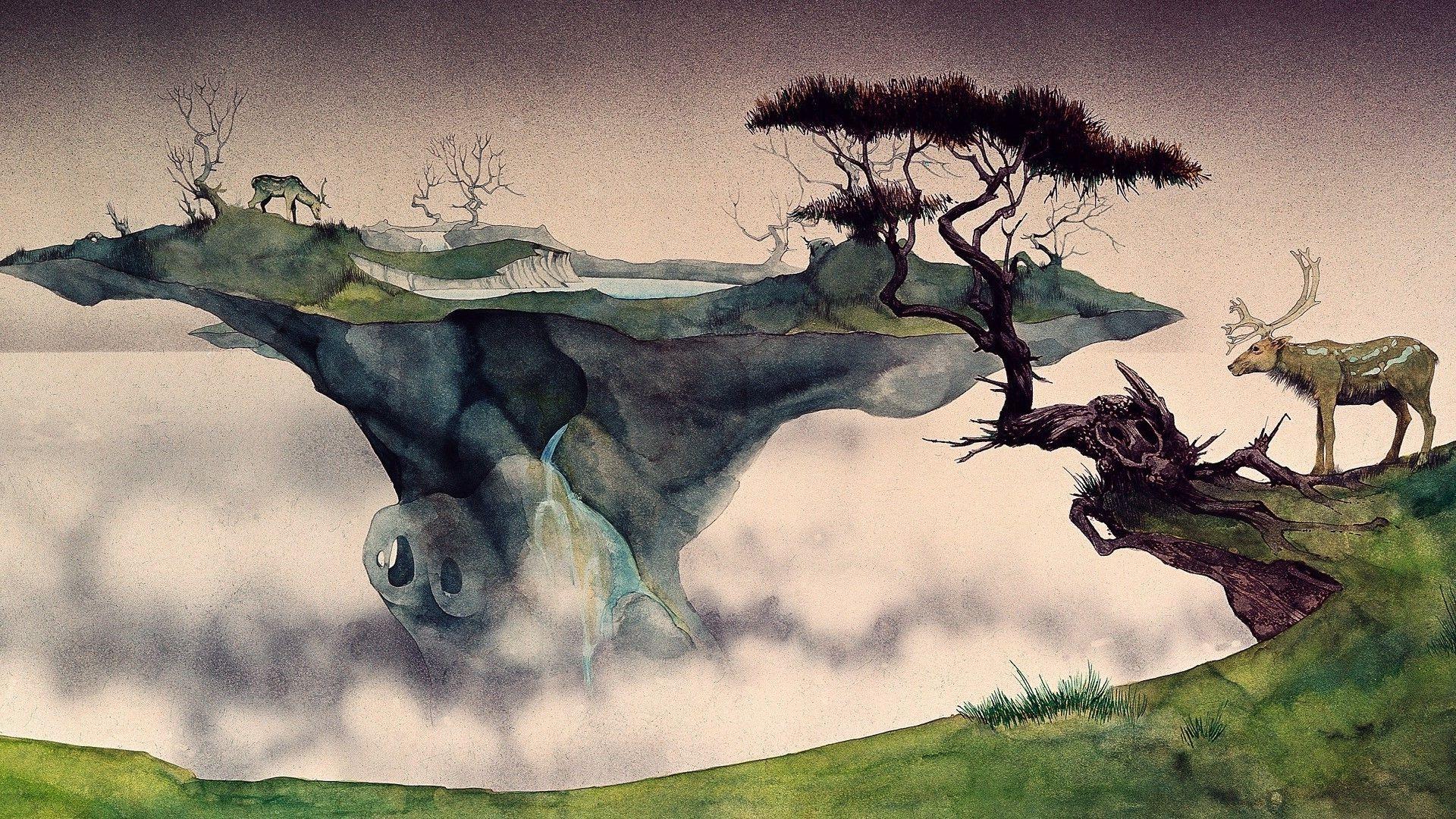 1920x1080 1920x1080 fantasy art floating island nature animals