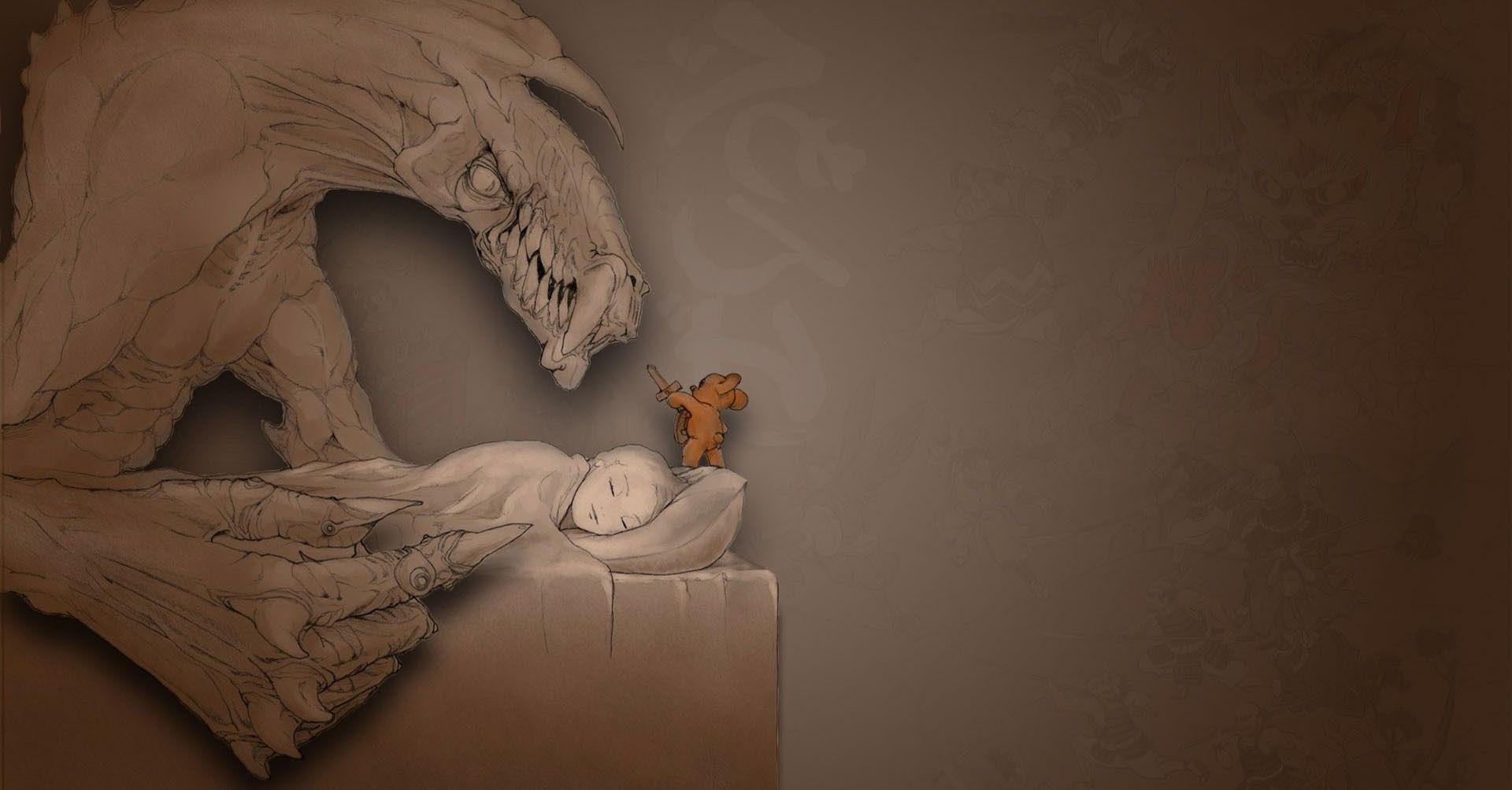 1920x1004 monsters sleeping artwork teddy bears wallpaper