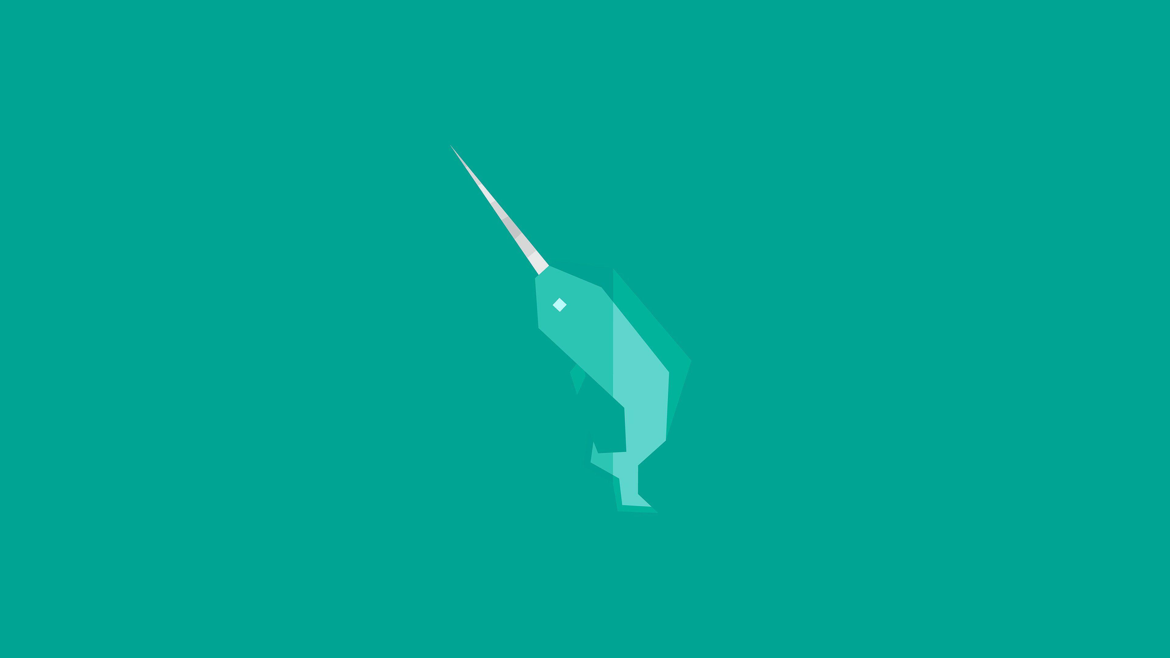 3840x2160 desktop wallpaper. geometric green whale