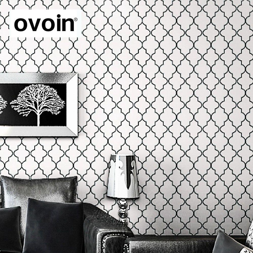 1000x1000 Moroccan Trellis Black White Modern Geometric Pattern Wallpaper Roll Quatrefoil Wall Paper Bedroom Live room Background Decor. paper tiger wallpaper. wallpaperpaper butterflies