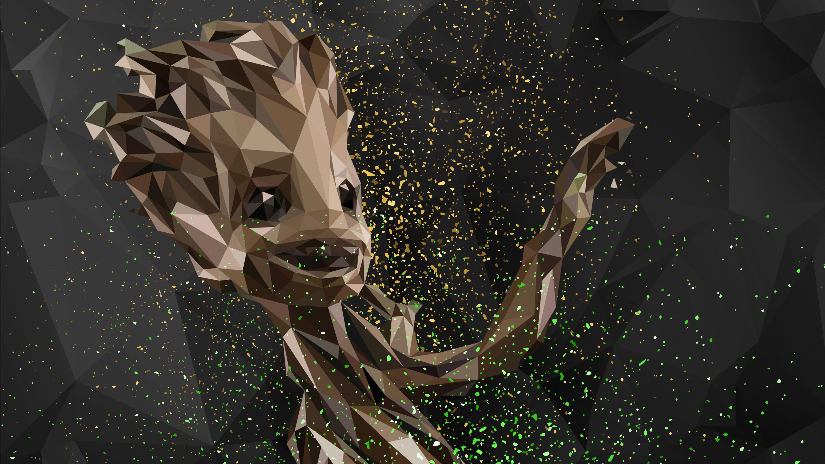 3508x1973 Baby Groot Abstract Digital Art, HD Superheroes, 4k