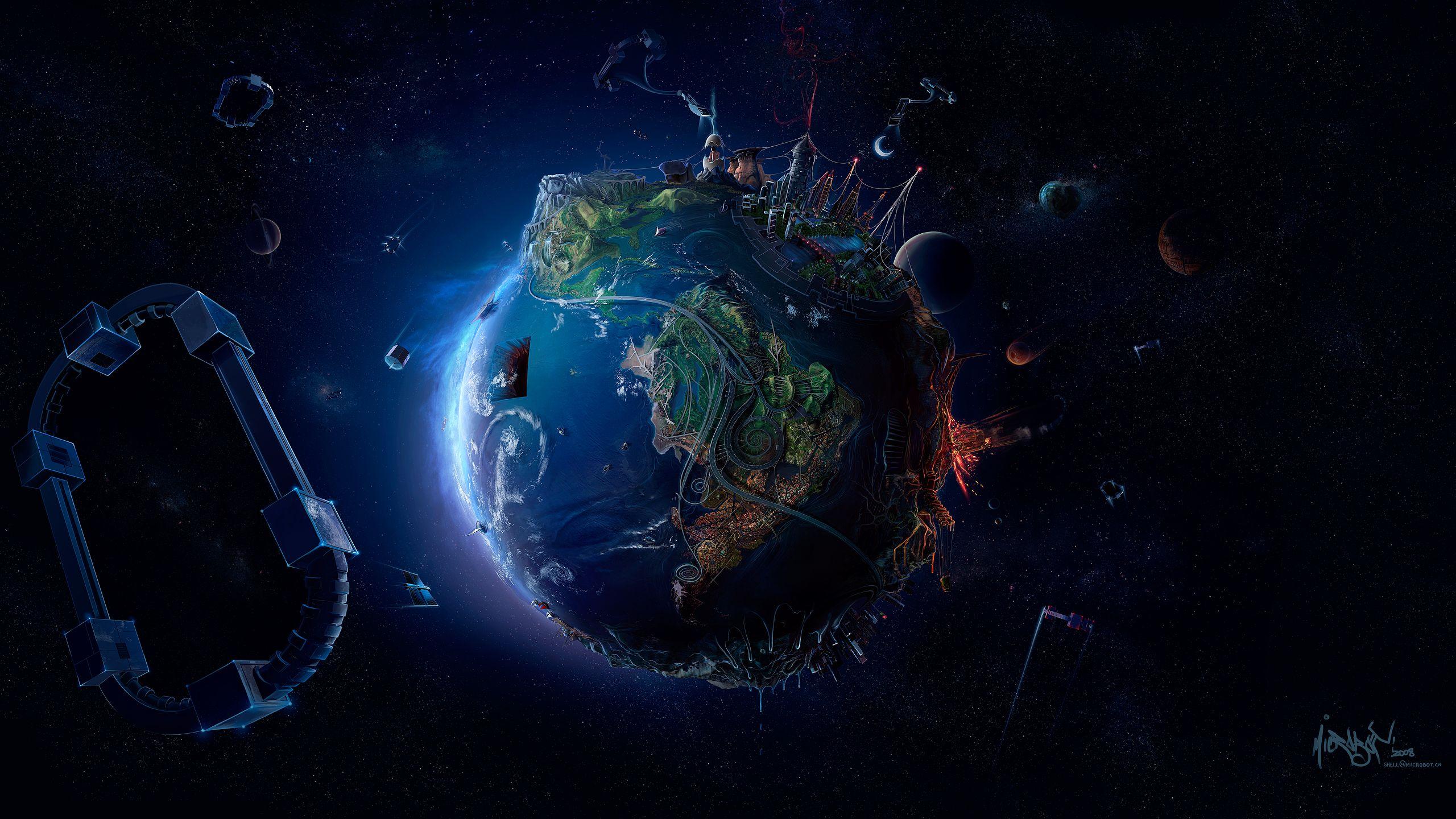 2560x1440 Blue Moon Wallpaper
