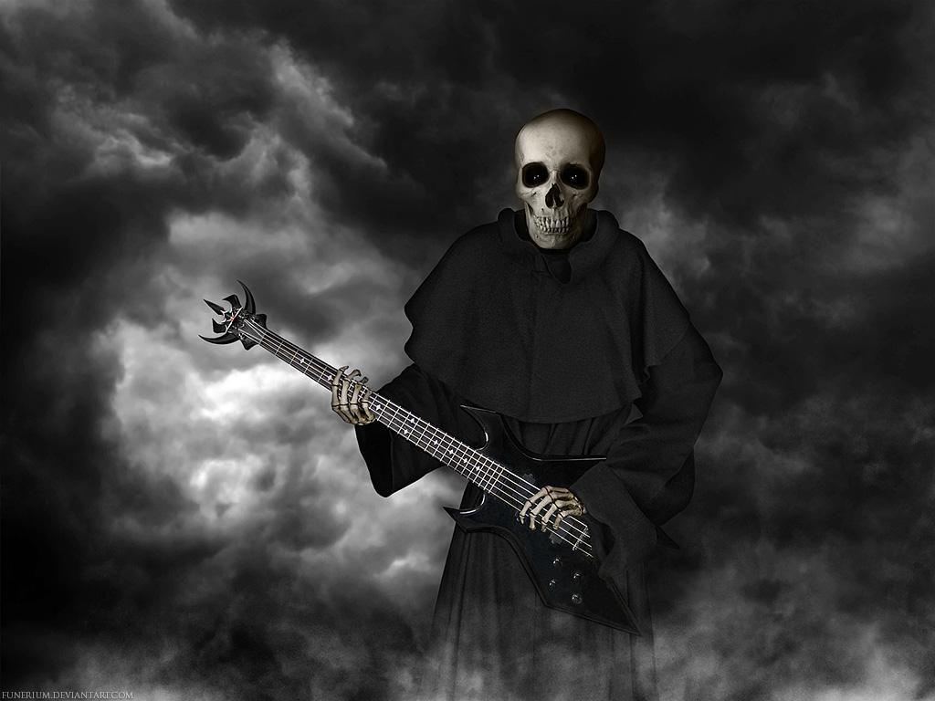 1024x768 Skull Guitar Wallpaper