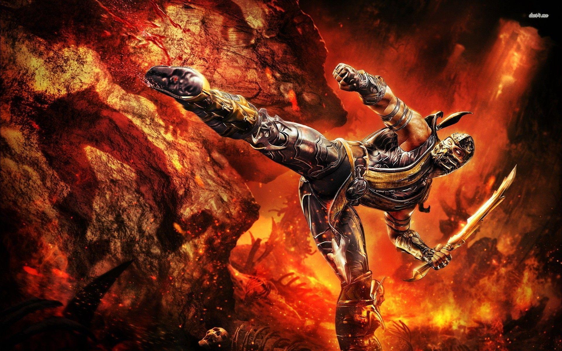 Scorpion Mortal Kombat X 4K Phone iPhone Wallpaper 5130a