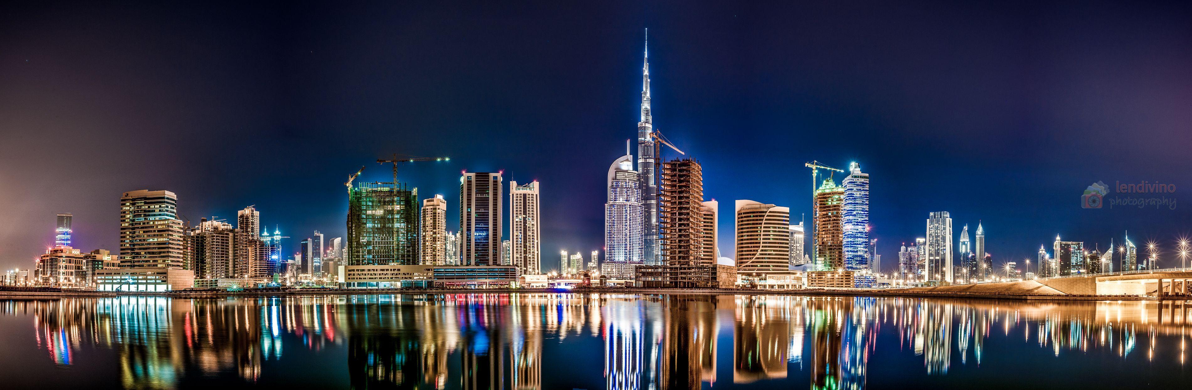 3800x1245 Dubai At Night Wallpaper Concept HD / Wallpaper City