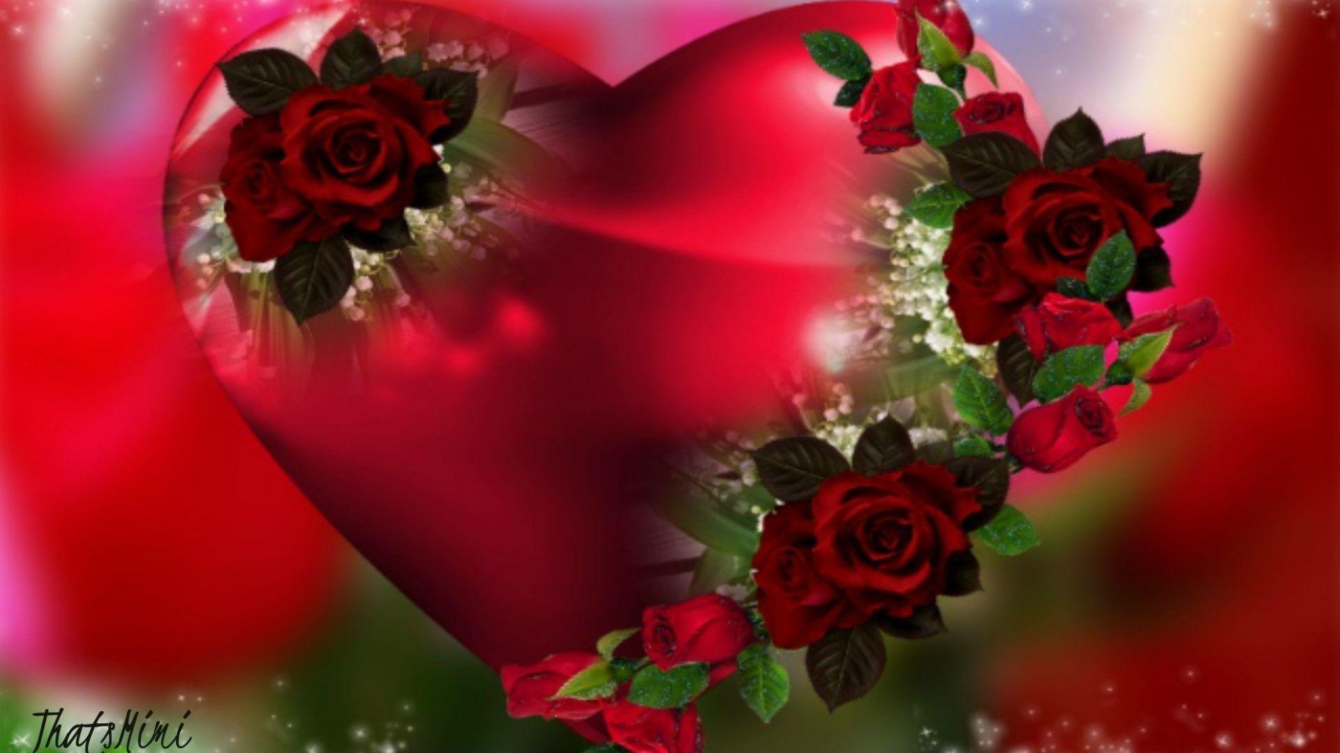 1920x1080 Red Rose Heart Wallpaper