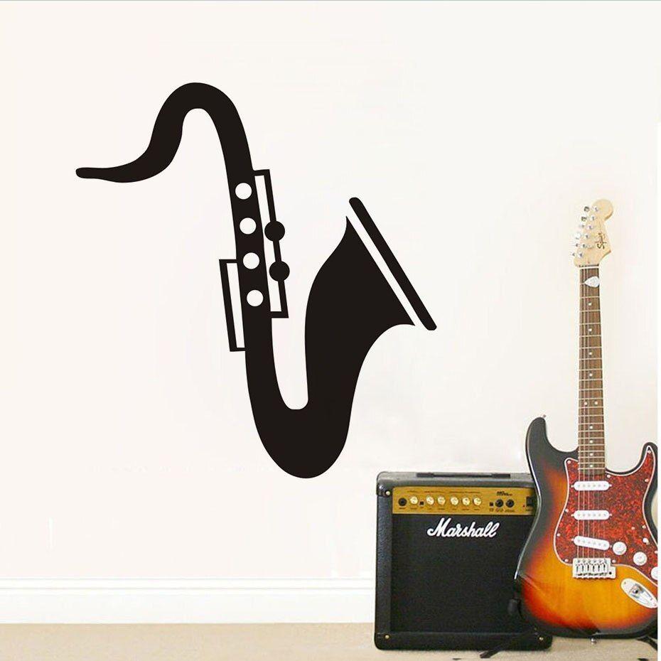 930x930 US $9.47 17% OFF. Waterproof Wallpaper Saxophone Funny Wall Decals Bedroom Headboard Decorative Musical Instrument Vinyl Wall Sticker Removable In Wall