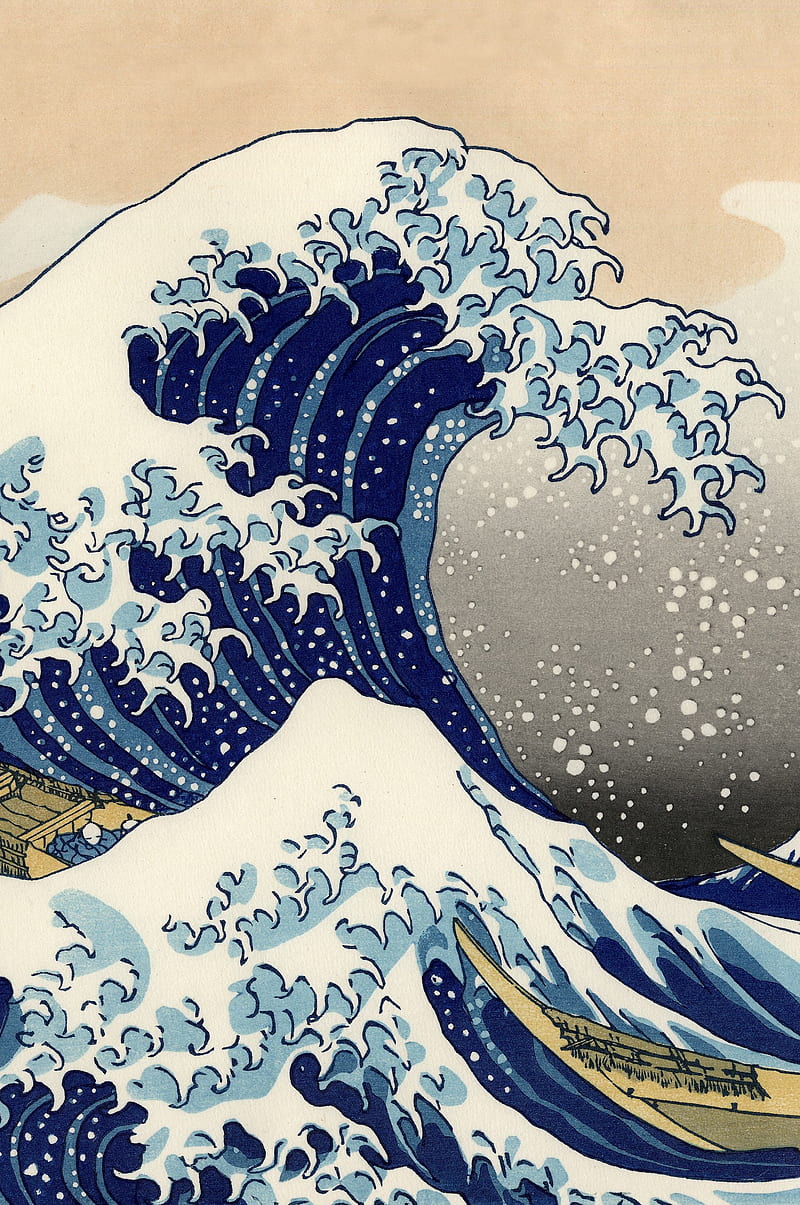 800x1205 The Great Wave, art, hokusai, japan, water, woodblock, HD phone wallpaper