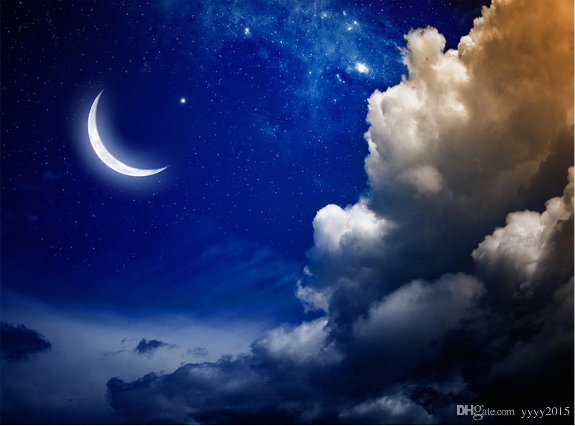 1127x836 3D nature wallpaper HD 3D fantasy night sky moon clouds ceiling murals sky 3D wallpaper