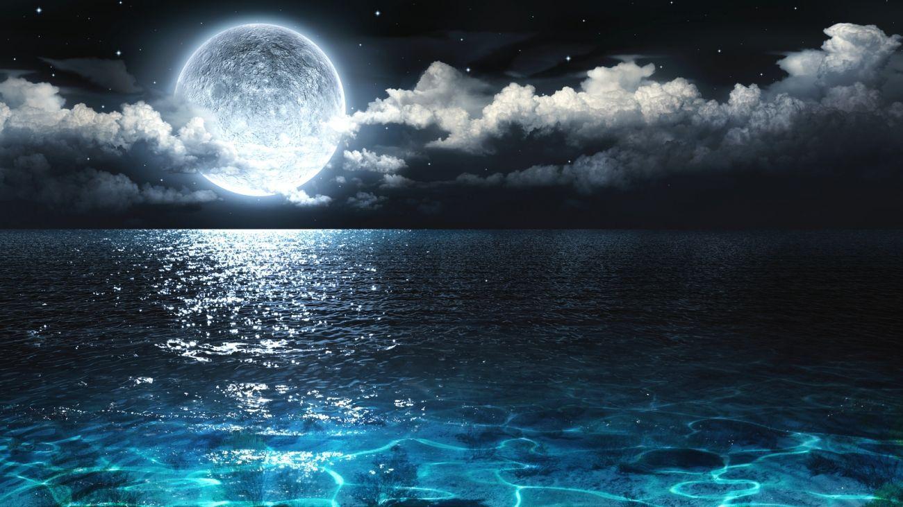 1300x731 Beach Night Moon Candle HD wallpaper