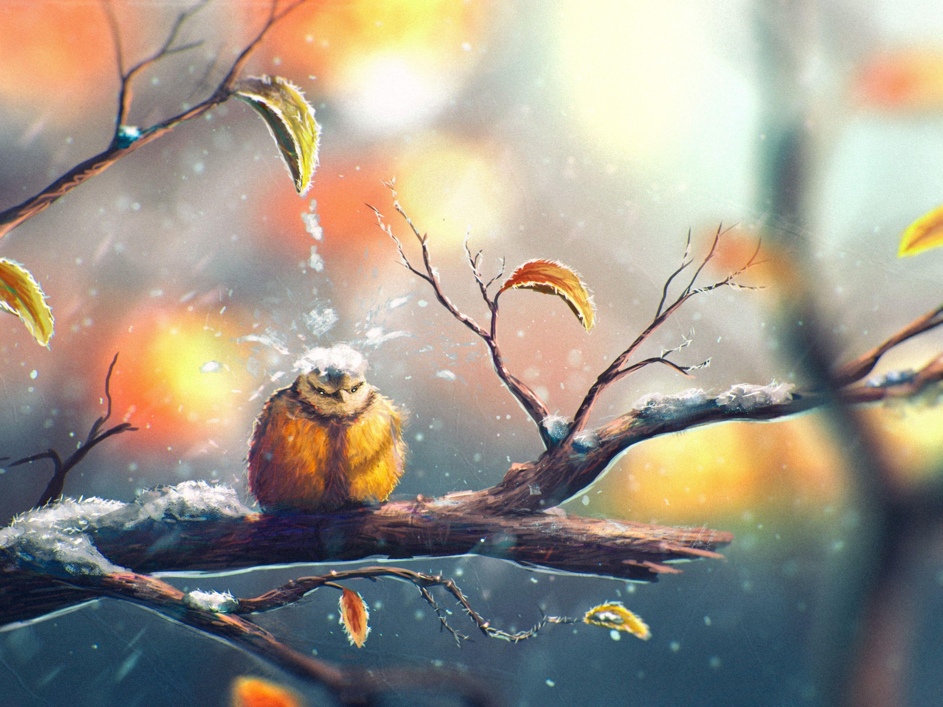 3200x2400 drawing nature animals winter snow sylar birds leaves fall titmouse wallpaper. Animal. Tokkoro.com Amazing HD Wallpaper