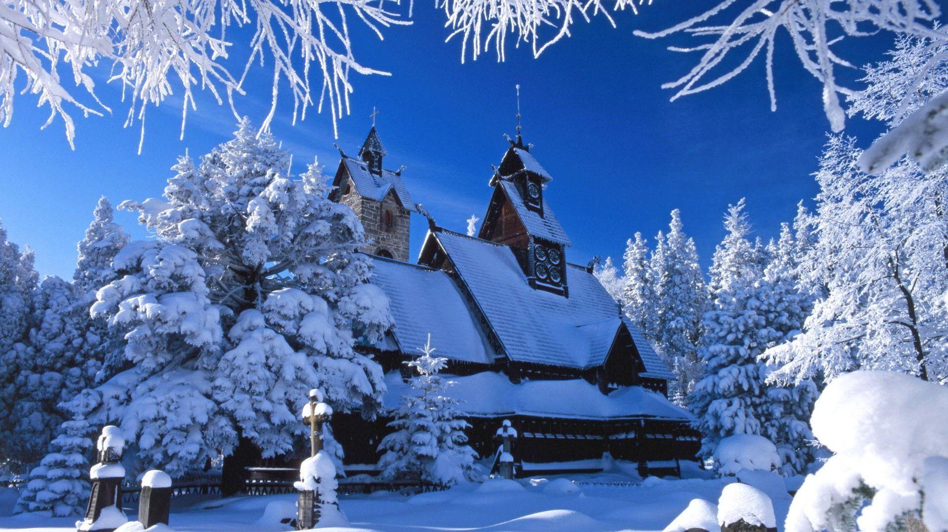 1920x1077 Merry Christmas beautiful snow scene wallpaper