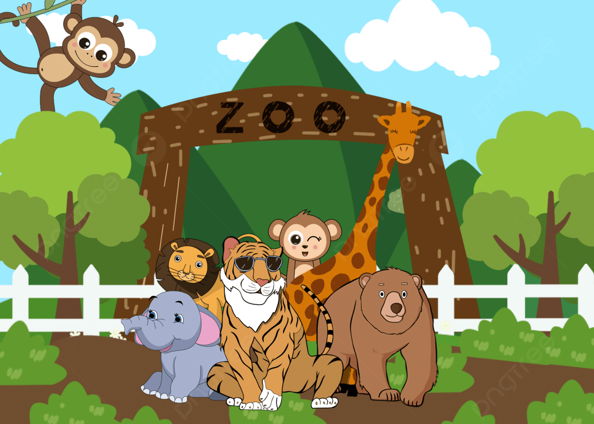 1200x857 Cartoon Zoo Cool Tiger And Elephant