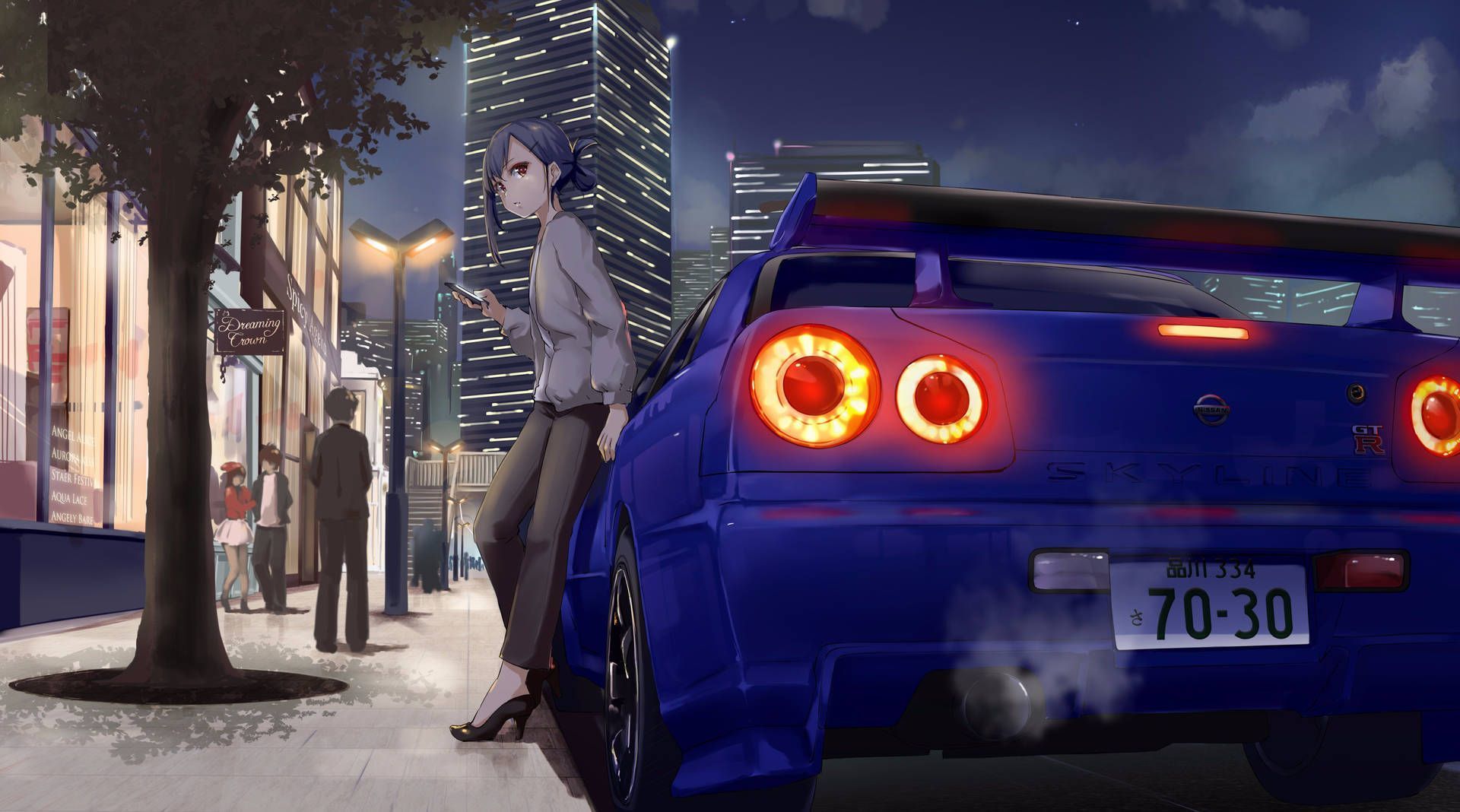 1920x1068 Nissan Skyline Car Anime Wallpaper