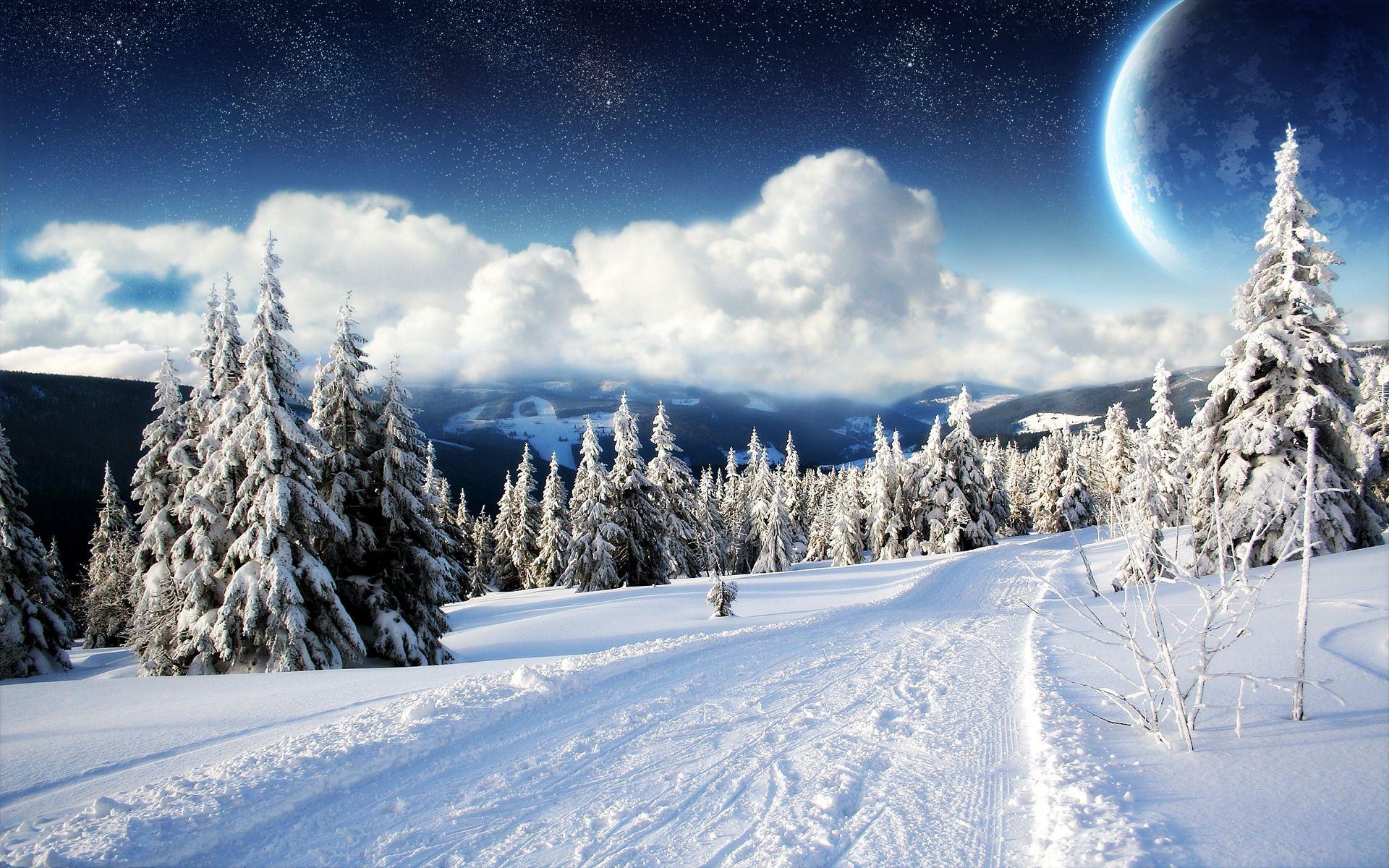 1920x1200 snow winter sky mountain wallpaper and background