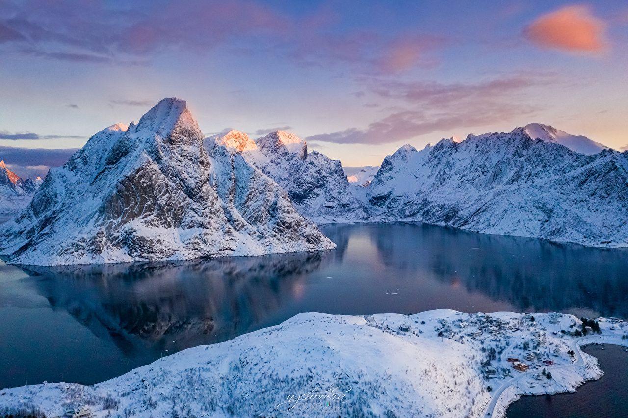 1280x852 Desktop Wallpaper Lofoten Norway Nature Winter mountain