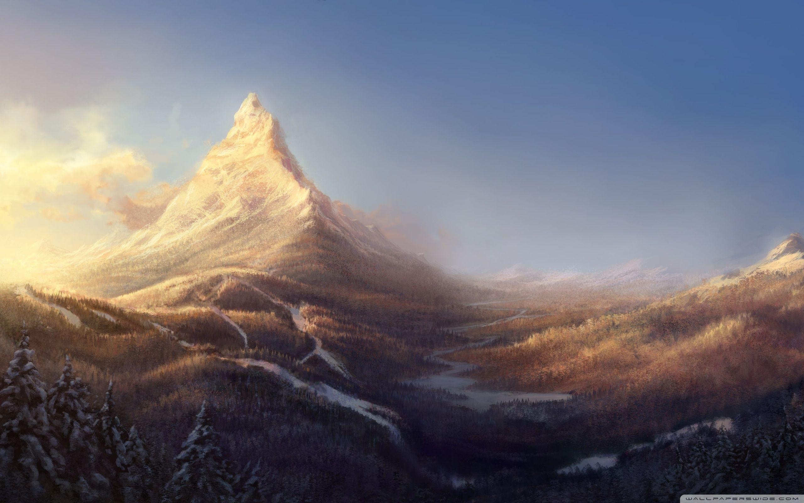 2560x1600 Winter Mountain Painting ❤ 4K HD Desktop Wallpaper for 4K