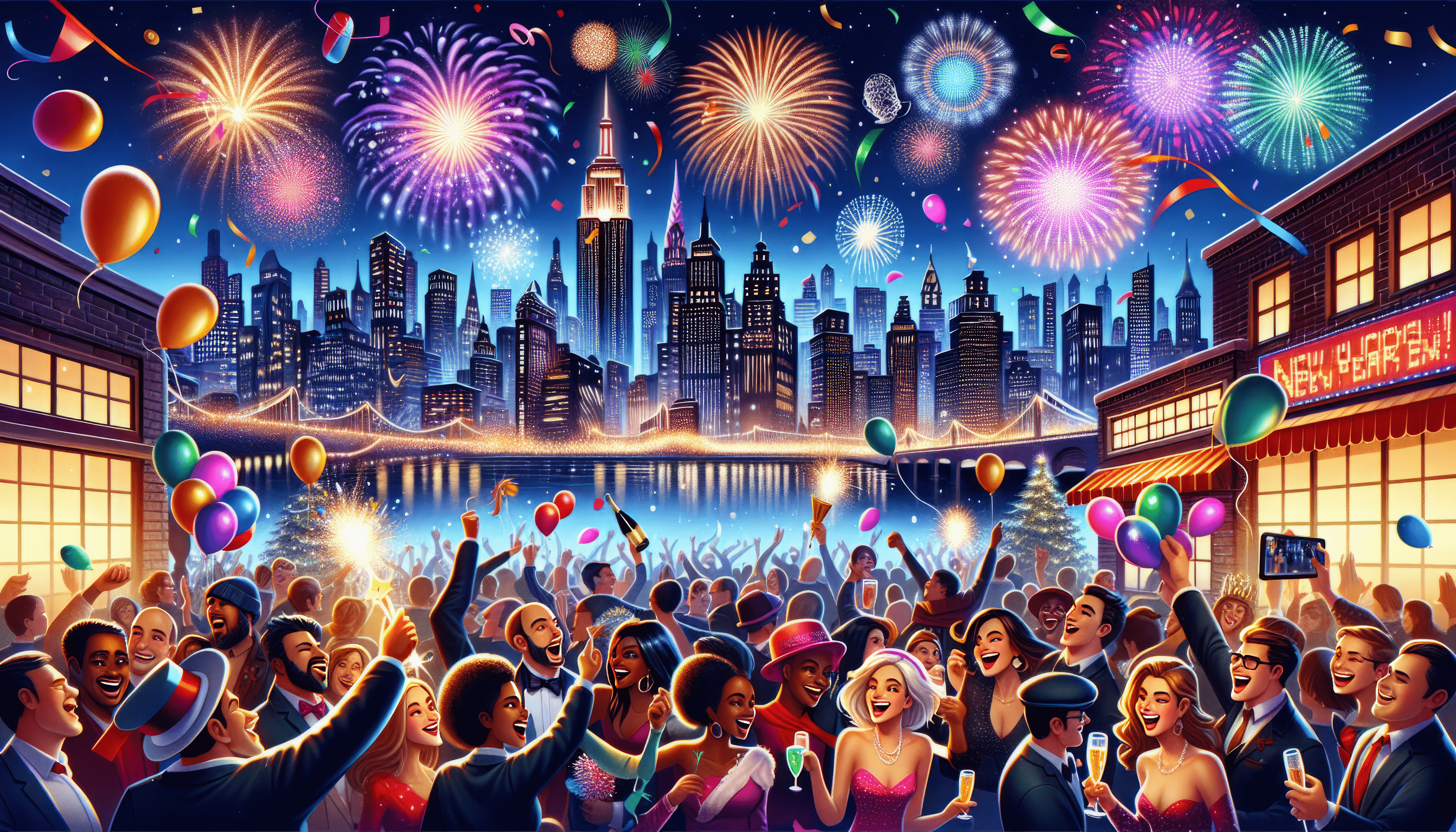 3584x2048 Eve Fireworks Celebration HD Wallpaper