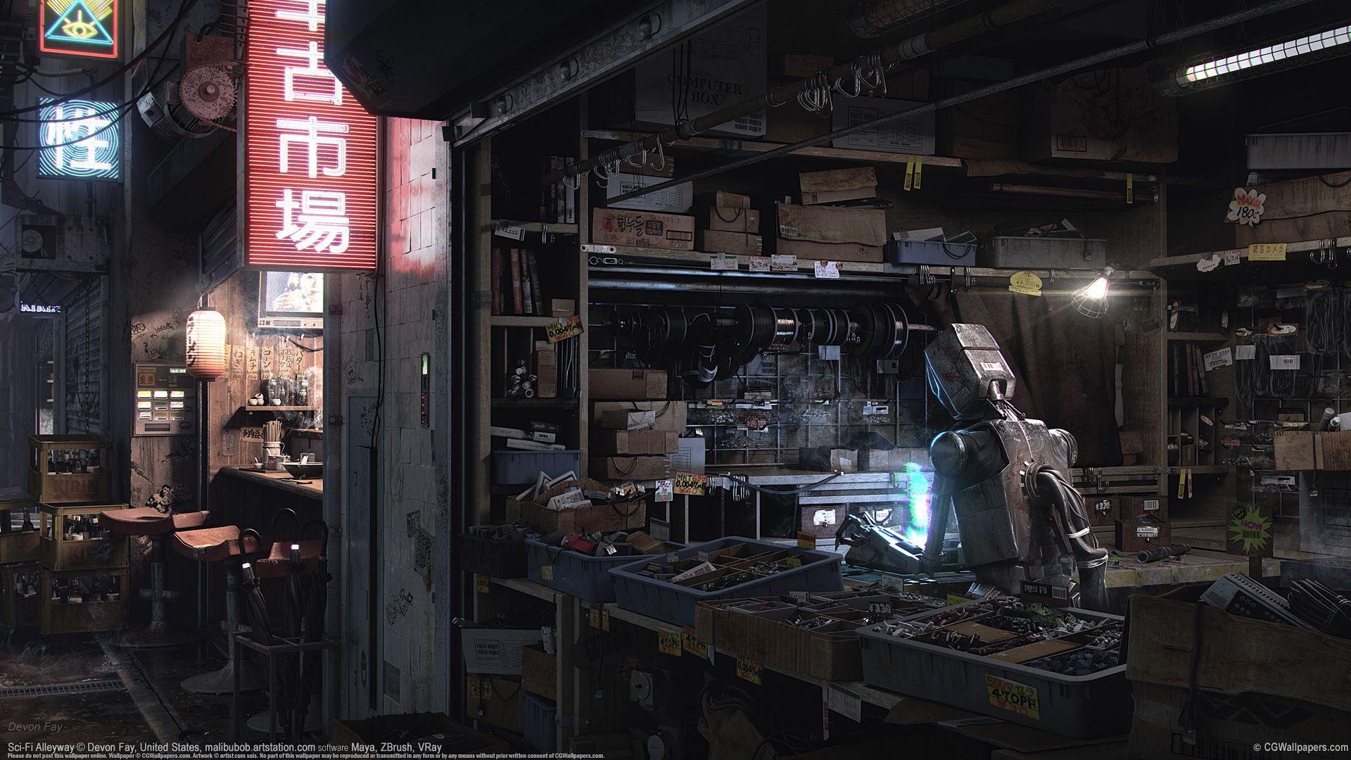 1920x1080 Devon Fay Wallpaper Sci Fi Alleyway 1920x1080