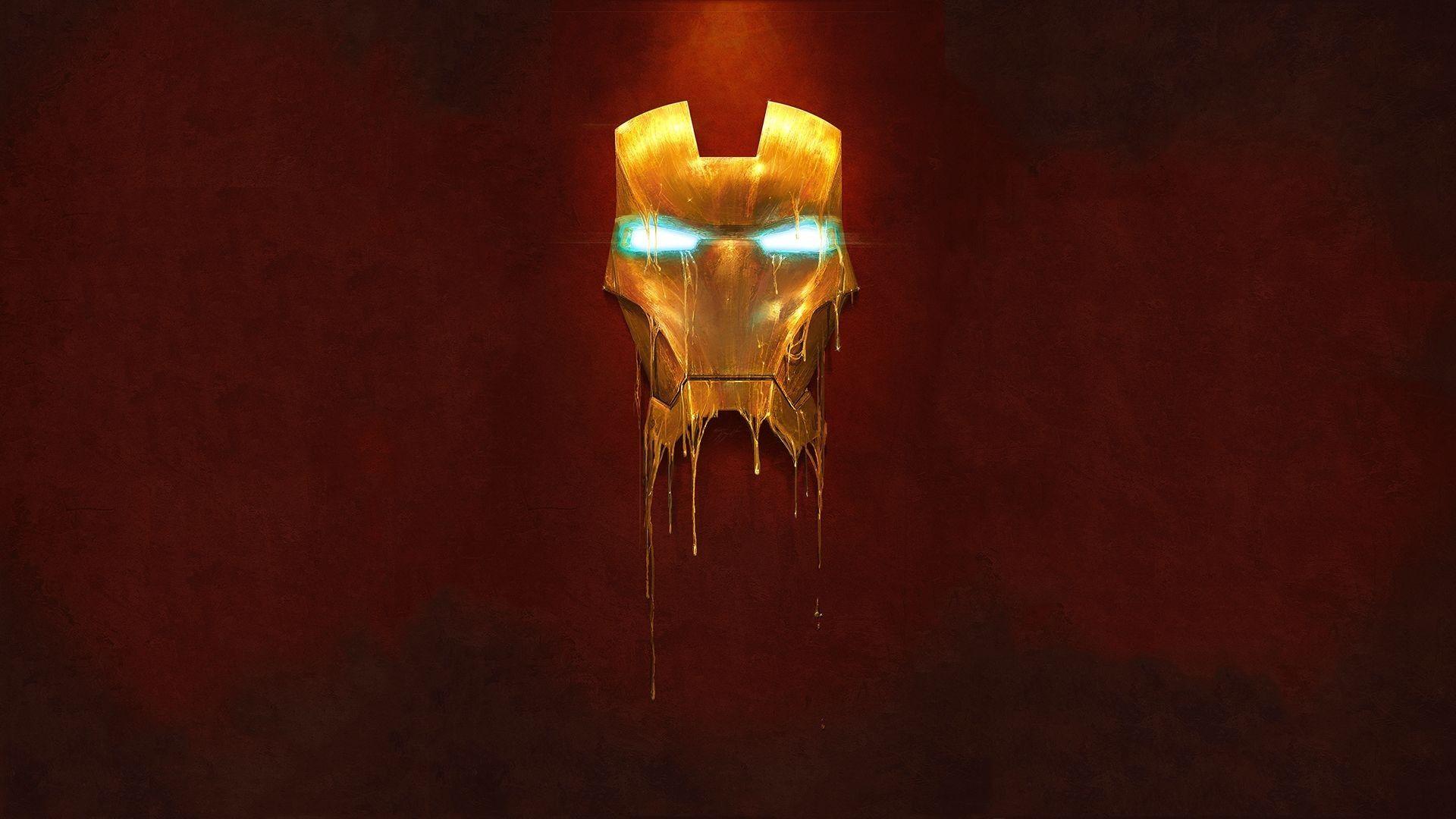 1920x1080 Iron Man Mask Melting Red Desktop Wallpaper