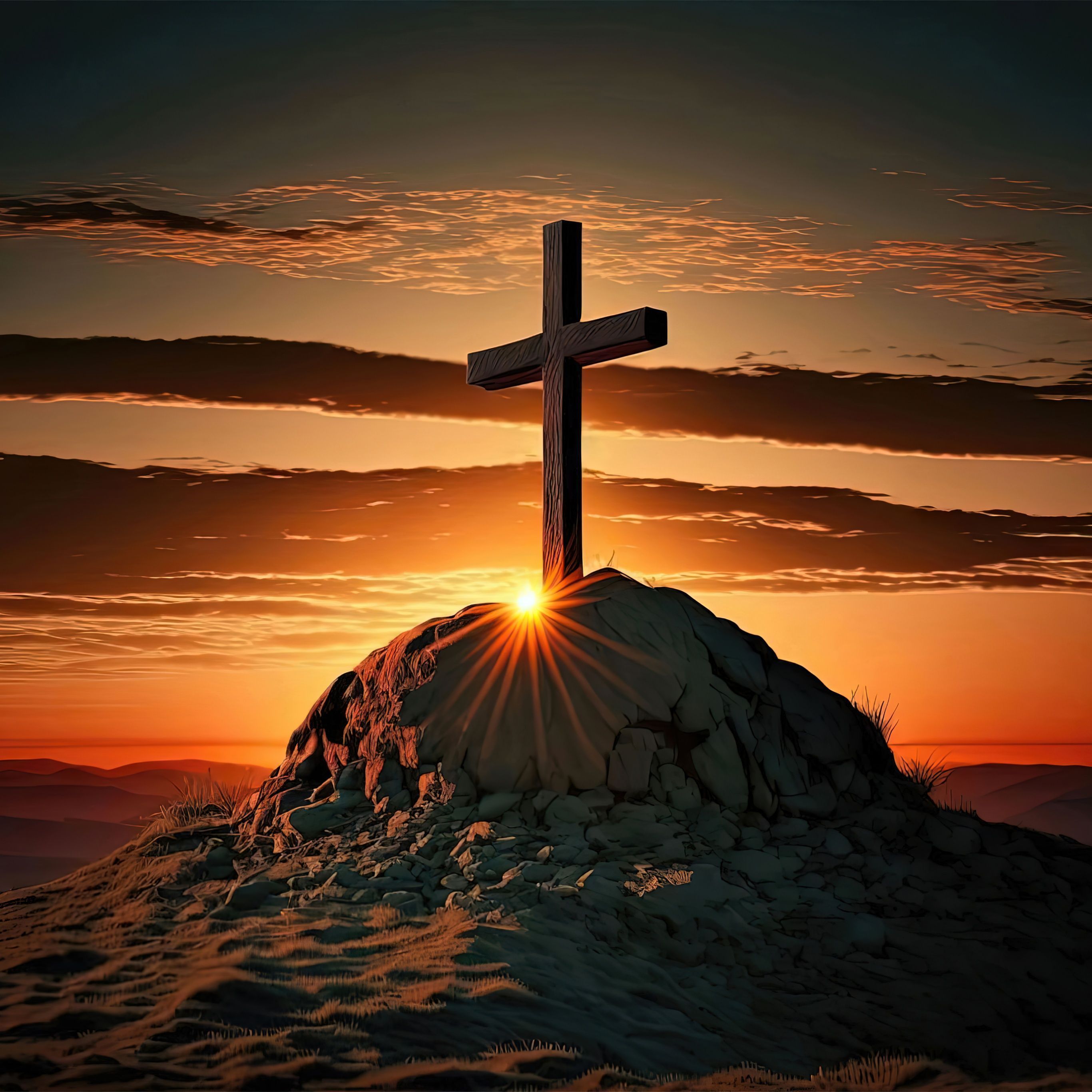 2732x2732 Christian cross Wallpaper 4K, AI art