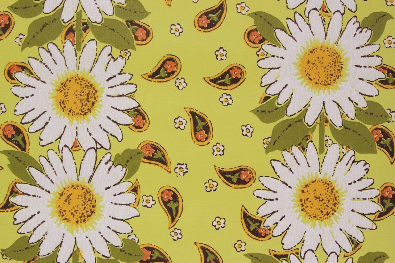 1280x853 1970s Vintage Wallpaper Sunflower Paisley