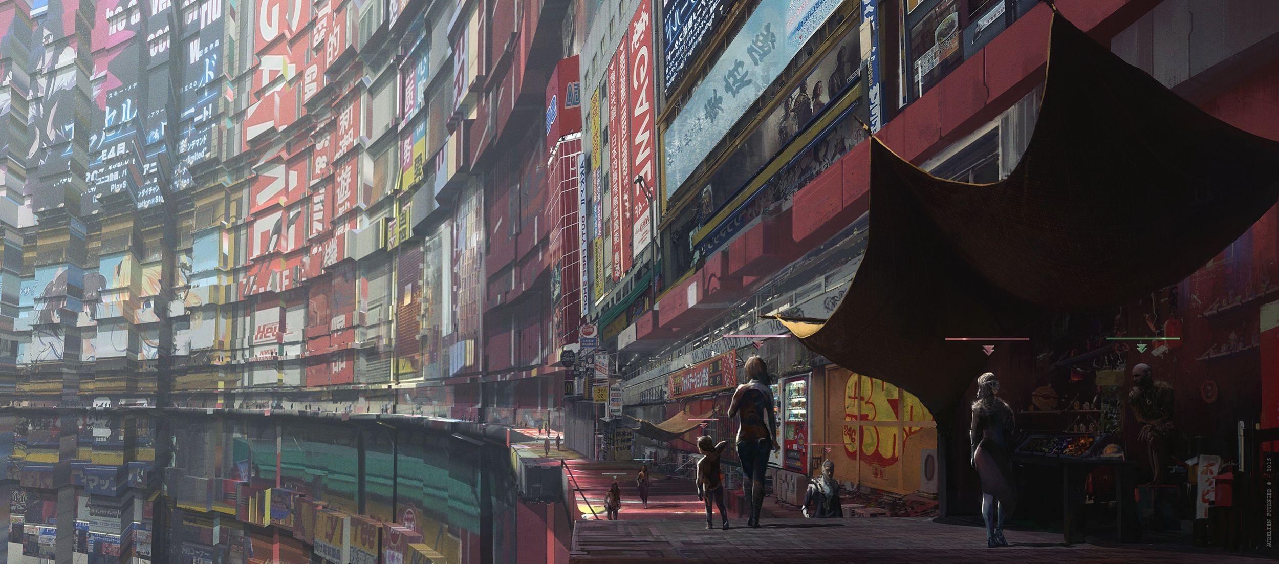 2499x1102 cyberpunk fan art city fantasy city fantasy art futuristic science