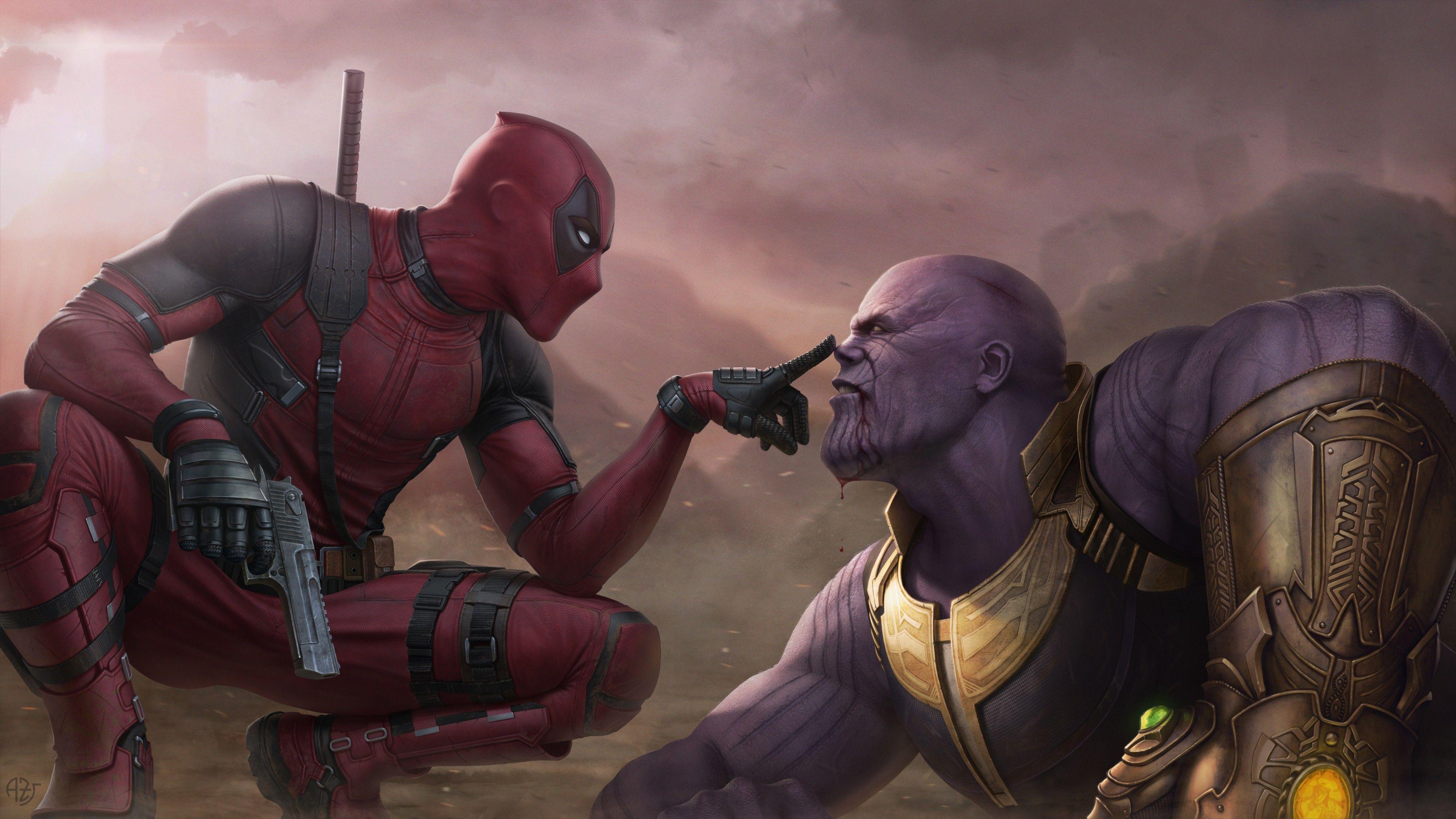 3840x2160 4K Pic of Deadpool Vs Thanos