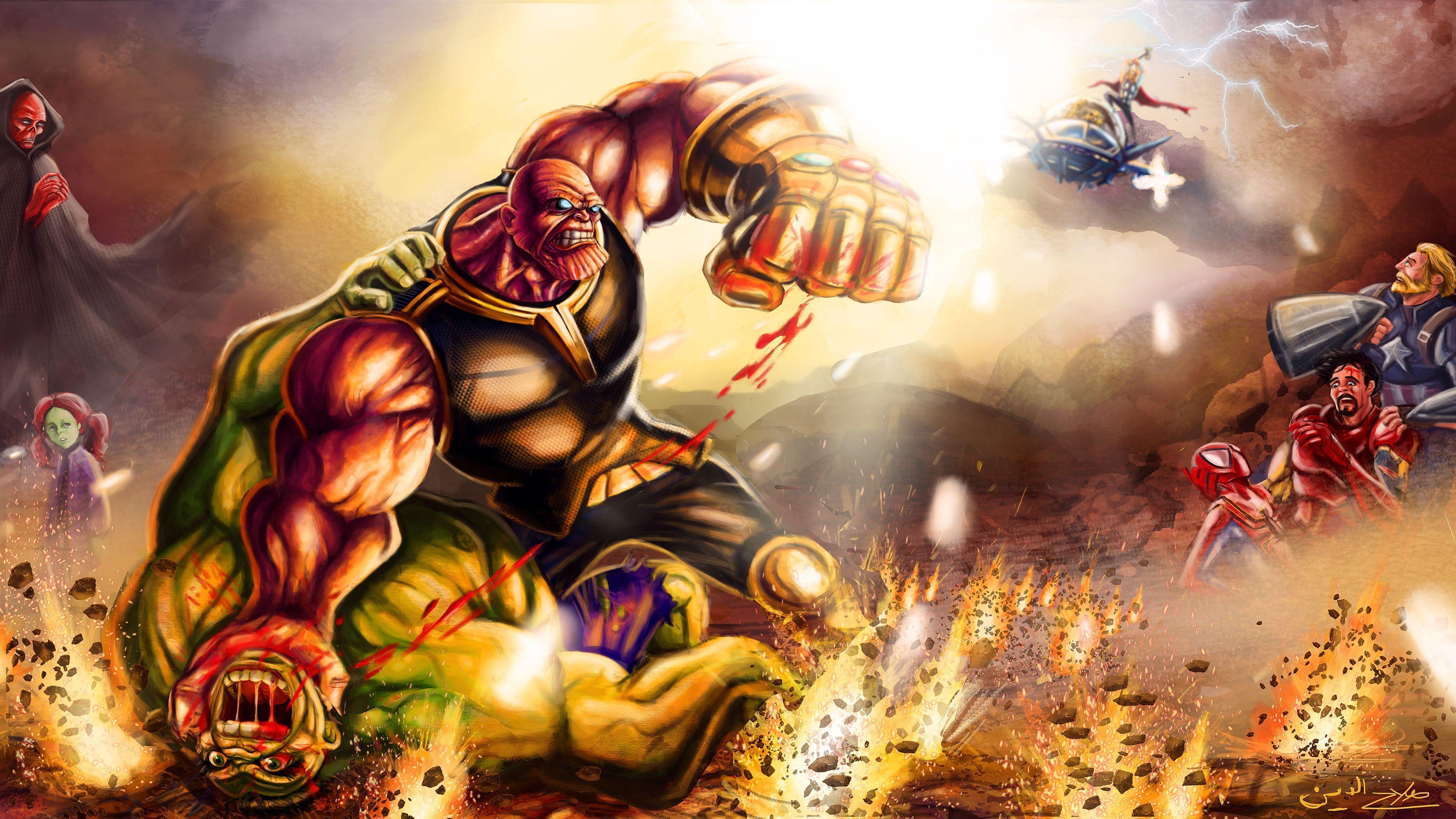 3840x2160 Thanos Defeat Hulk Thanos Wallpaper Superheroes Wallpaper
