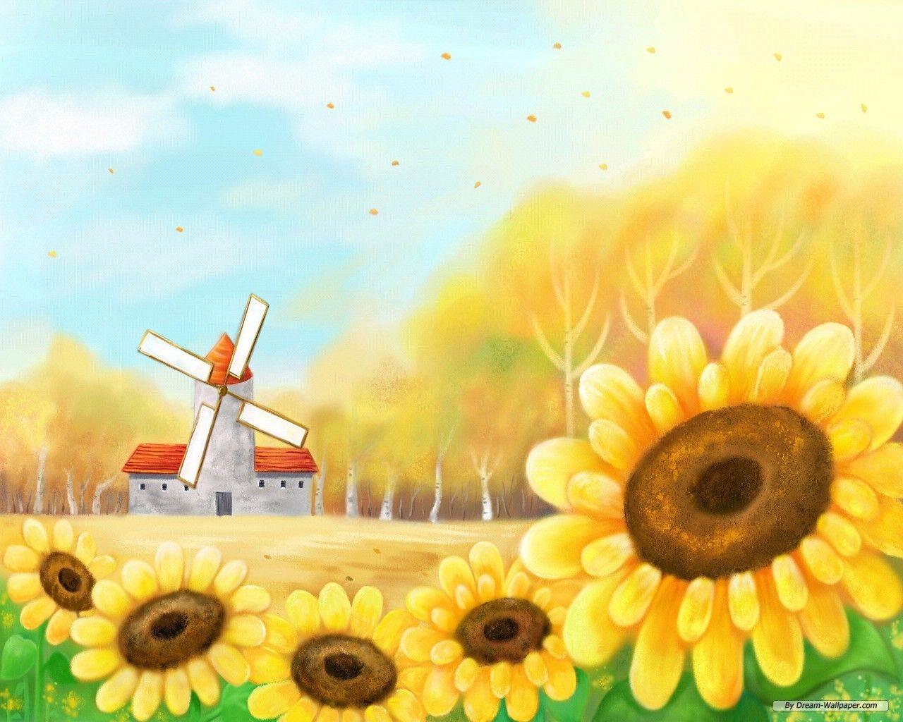 Cartoon Sunflower Wallpapers - Top Free Cartoon Sunflower Backgrounds -  WallpaperAccess