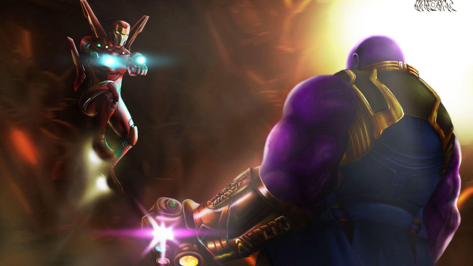 1920x1080 Iron Man Fighting Against Thanos Laptop Full HD