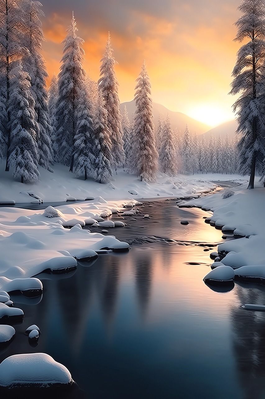 853x1280 Download Ai Generated Snow River